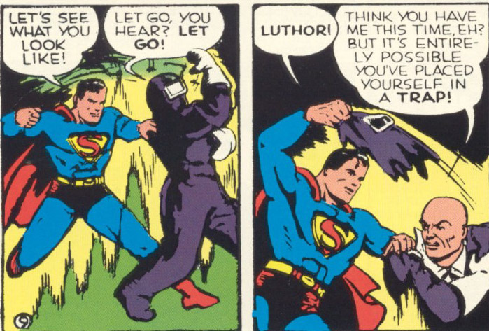 Imagini din carti cu Superman si Luthor